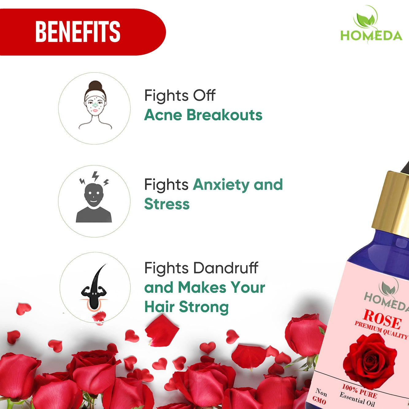 Rose Essential oil For Face, Skin, Hair Growth (Gulab) – Shudh Online