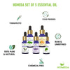 Pure Essential Oil Combo (Pack of 5 - Lavender, Tea Tree, Rosemary, Sweet Orange, Peppermint)