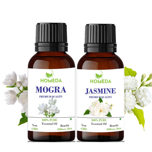 Jasmine and Mogra Essential Oil for Hair Growth, Diffuser, Pooja, Sleep, Skin, Face