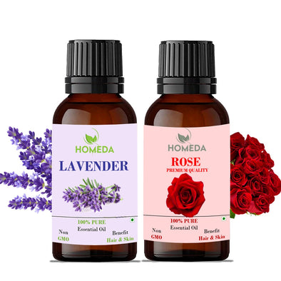 Lavender and Rose Essential Oil for Hair Growth, Diffuser, Sleep, Skin, Face, Body, Soap