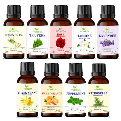 Aroma Diffuser Essential Oil for Home Fragrance (Lavender, Rose, Teatree, Jasmine, Ylang Ylang, Orange, Lemongrass, Peppermint, Citronella)