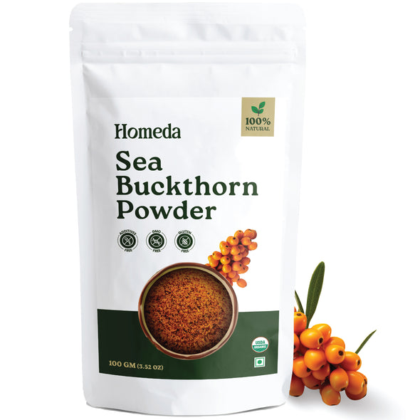Homeda Sea buckthorn Berry Powder Organic, Rich in Omega 3, Vitamin, No Sugar Added