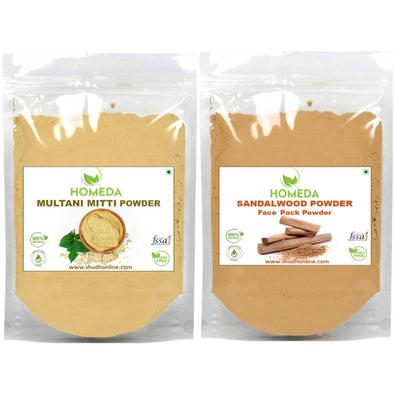 Pure Sandalwood and Multani Mitti Powder Organic for Face Pack, Skin