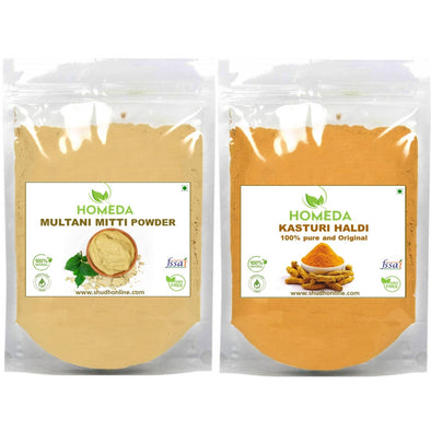 Kasturi Haldi and Multani Mitti Powder Organic for Face Pack, Skin Whitening