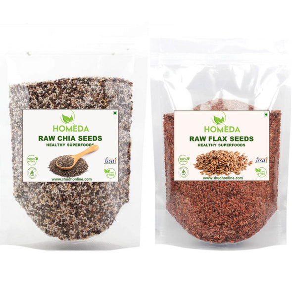 Chia seeds and Flax Seeds Combo for Weight Loss | Premium, Raw, Unroasted