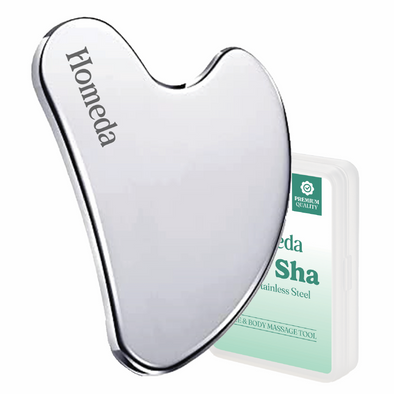 Stainless Steel Gua Sha Stone (Face Massage Tool) Metal Gua Sha Stone for Men & Women - Facial Shaper