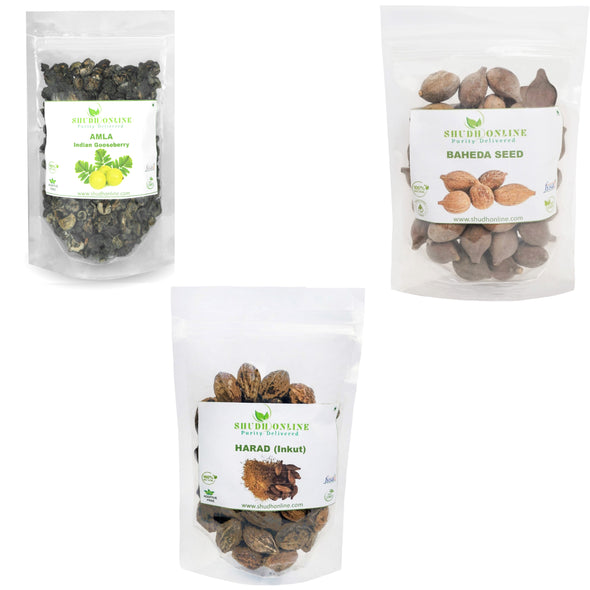 Dry Amla, Baheda, Harad (Triphala Raw) - For Digestion, Weight loss, Hair growth & Skin care