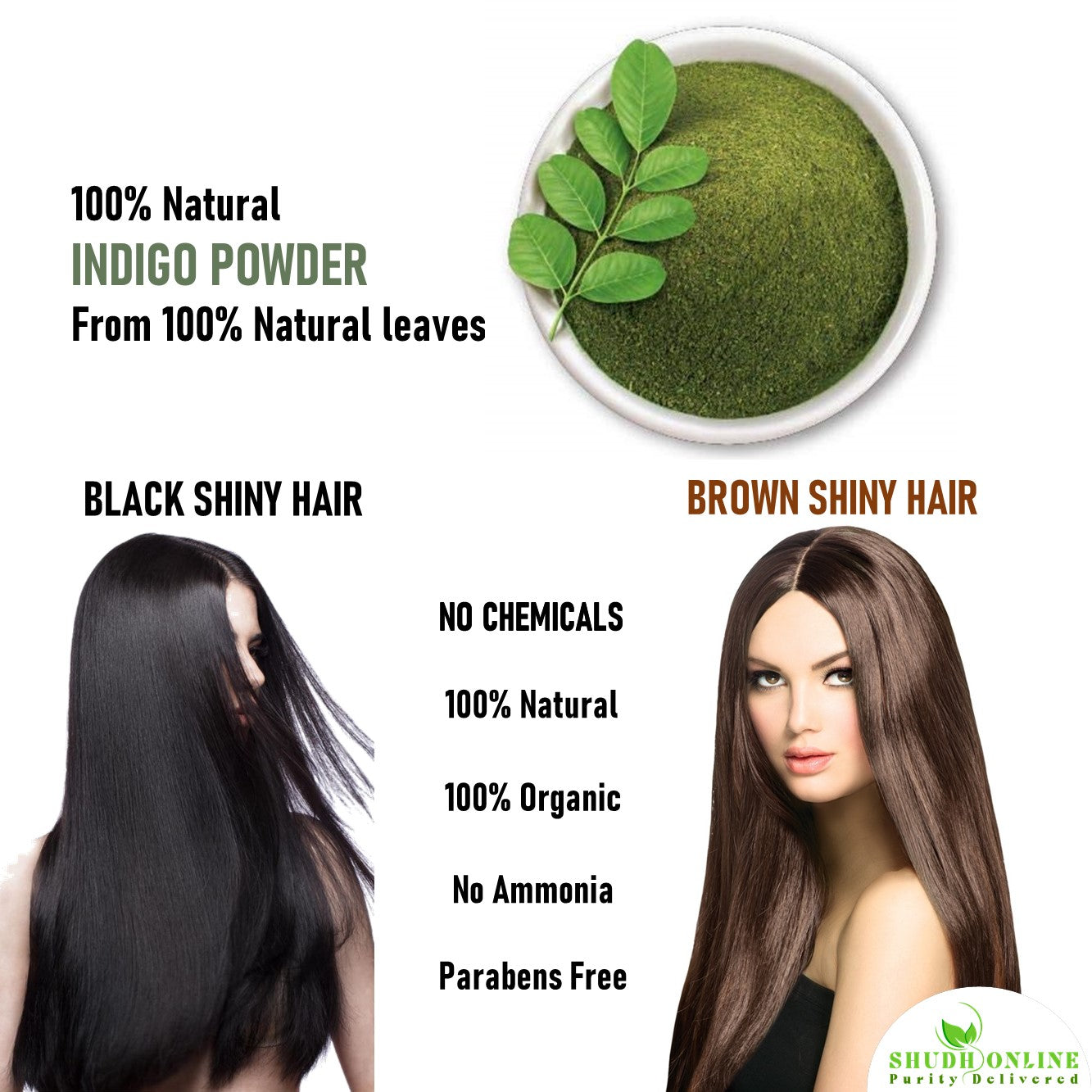 Indigo Powder Organic, Natural Hair Color Dye Conditioner