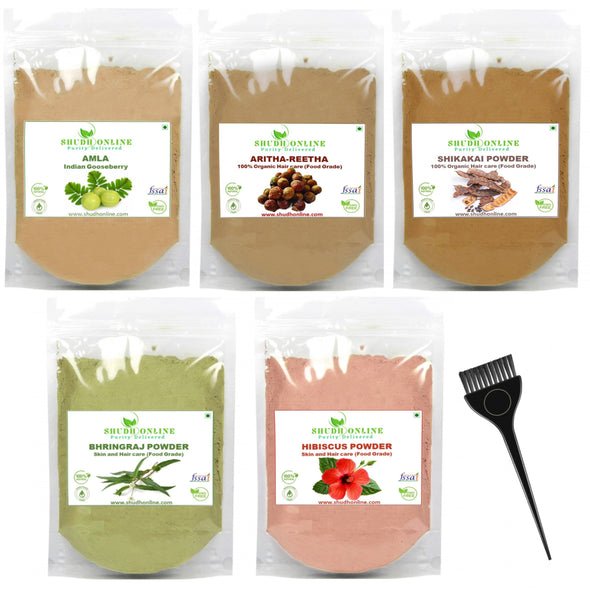 Amla, Reetha, Shikakai, Bhringraj and Hibiscus Combo Powder for Hair Growth (Pack of 5)